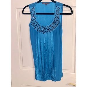 Blue hale bob embellished top